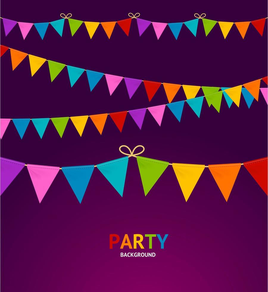 Realistic Detailed 3d Color Party Flags. Vector