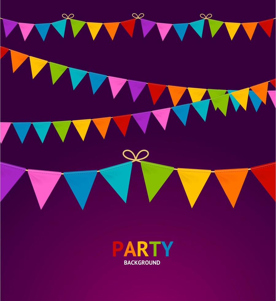 Realistic Detailed 3d Color Party Flags. Vector