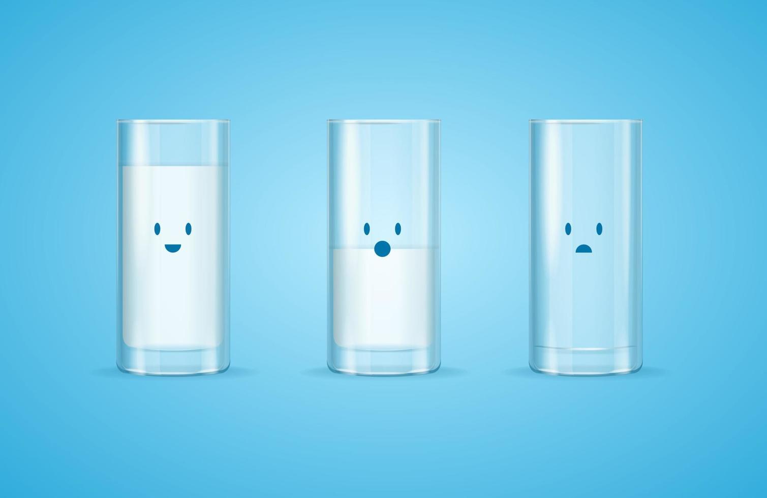 juego de vasos de leche 3d detallados y realistas. vector