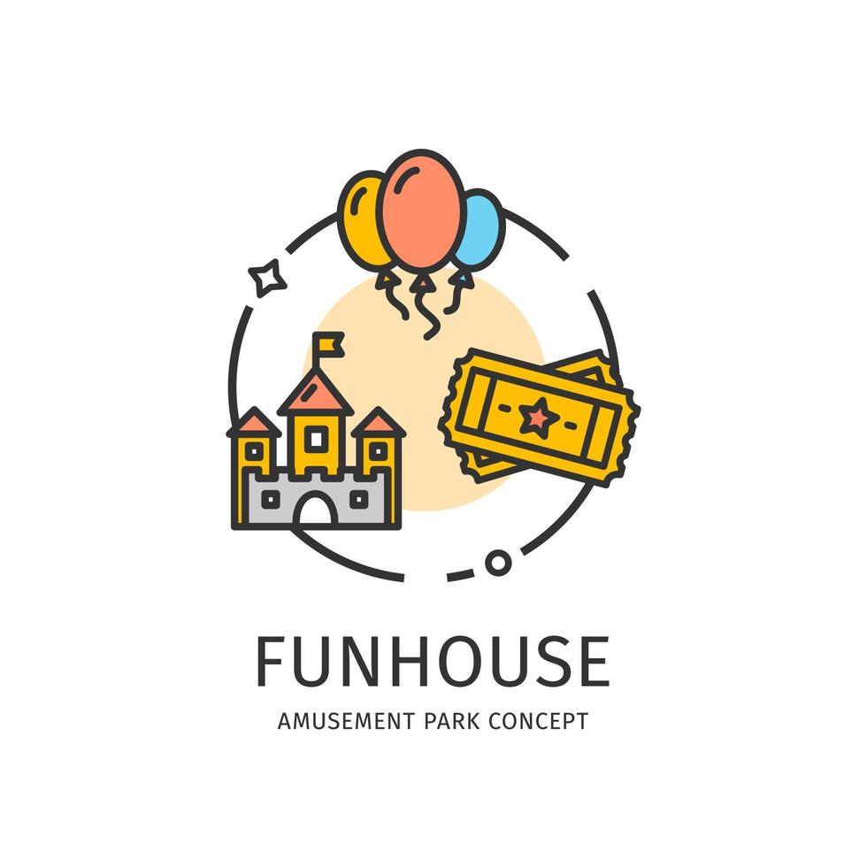 Amusement Park Thin Line Icon Concept. Vector