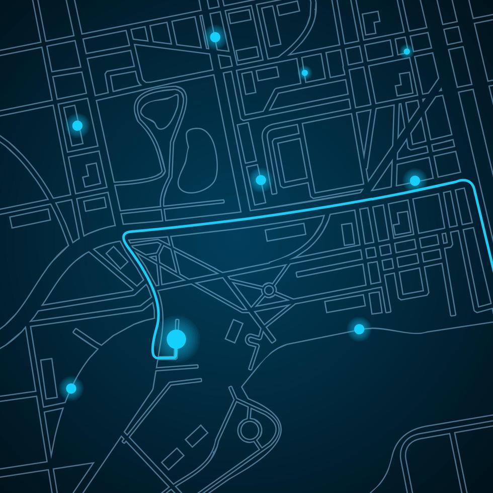 City Map with Street Roads and Location Navigation Interface. Vector