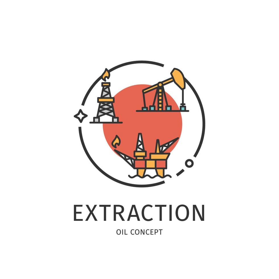 Oil Industry Thin Line Icon Extraction Concept. Vector