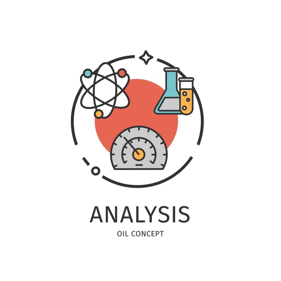 Oil Industry Analysis Thin Line Icon Concept. Vector