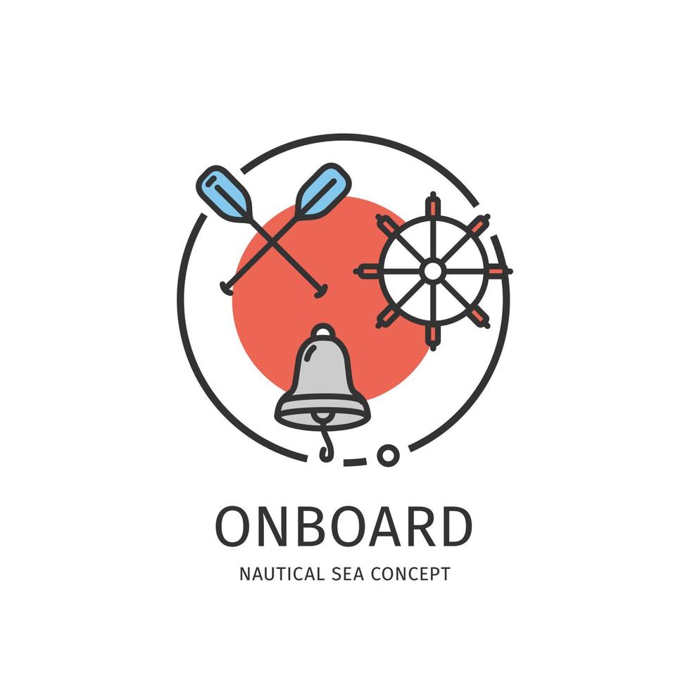 Nautical Sea Thin Line Icon Onboard Concept. Vector