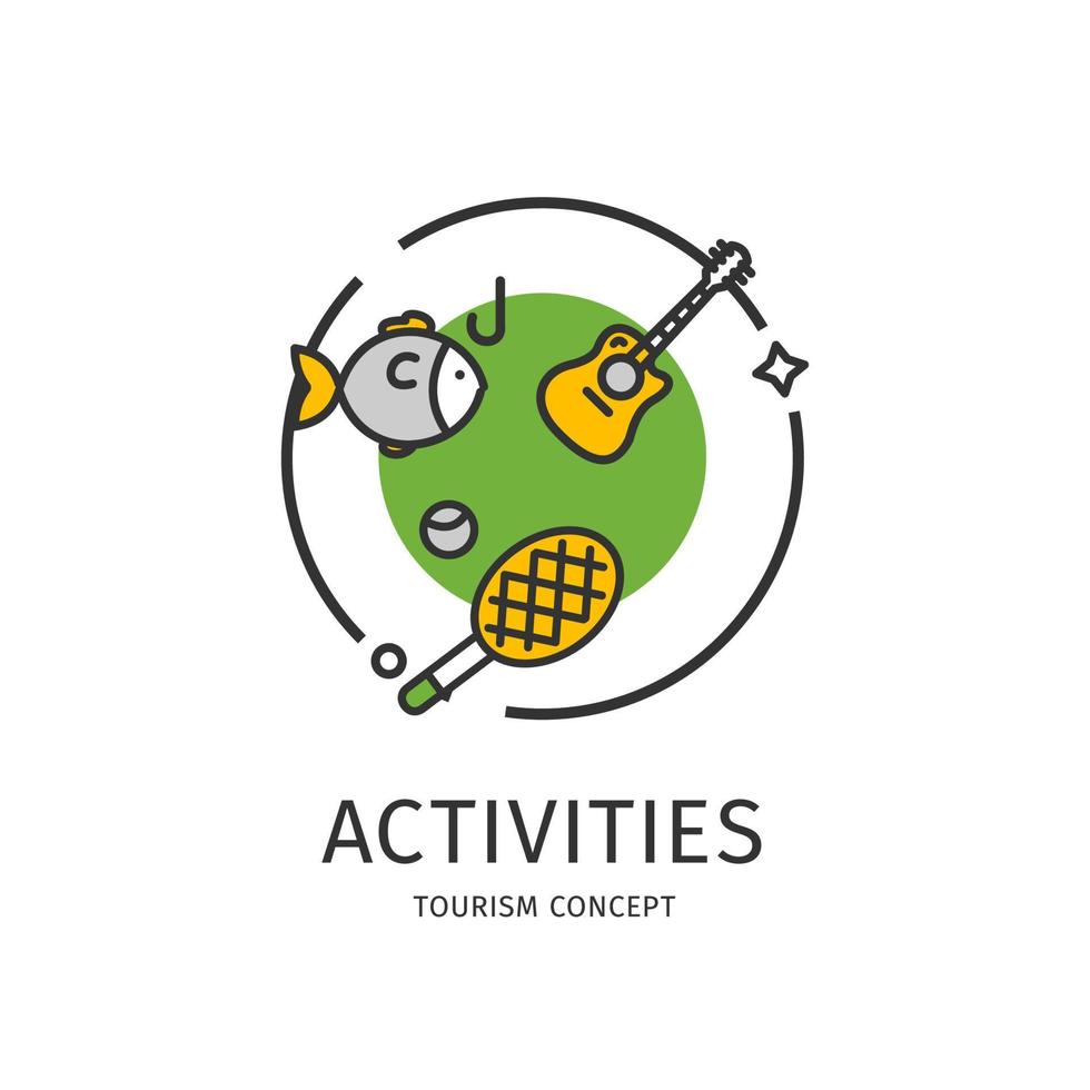 Tourism Thin Line Icon Activities  Concept. Vector