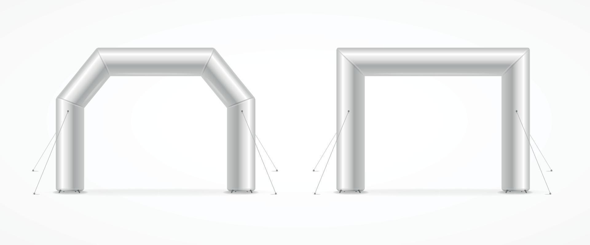 conjunto de arco inflable cuadrado blanco 3d detallado realista. vector