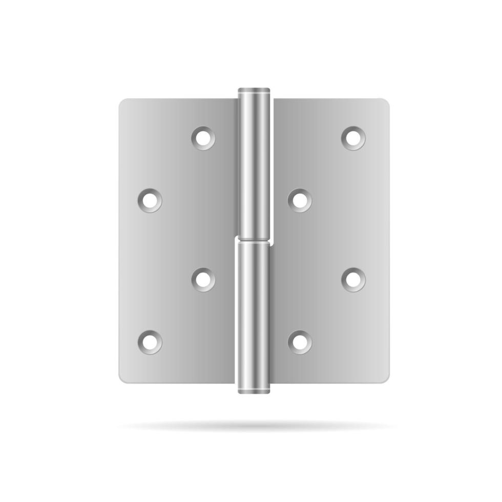 Realistic Detailed 3d Silver Door Hinge. Vector