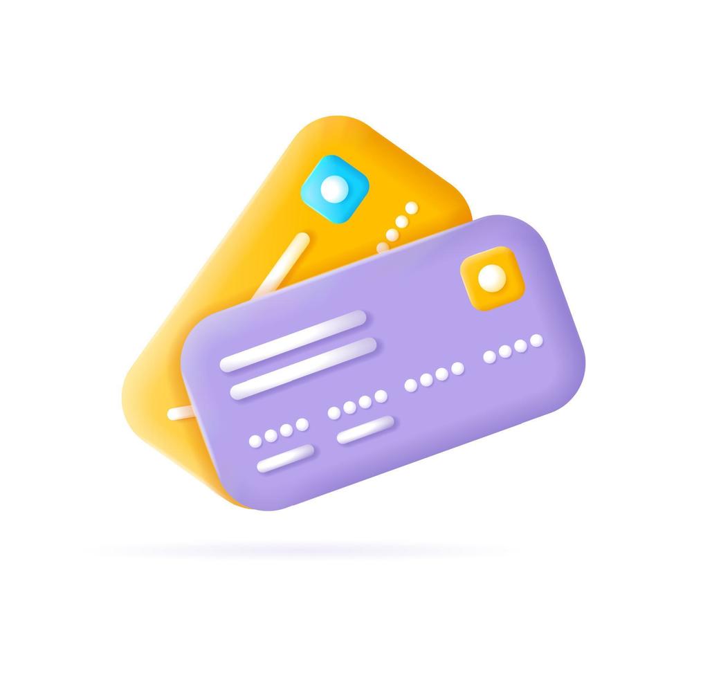 3d Different Credit Cards Set Plasticine Cartoon Style. Vector