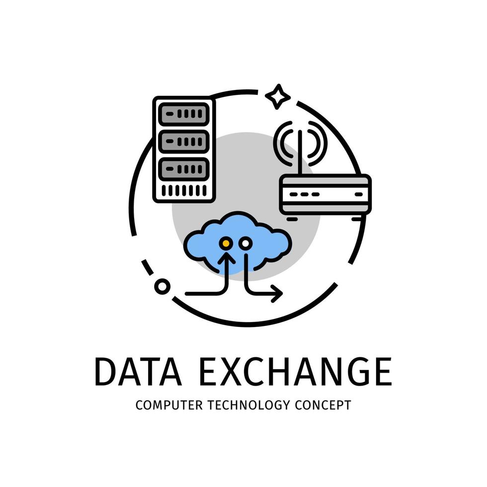 Computer Technology Thin Line Icon Concept. Vector