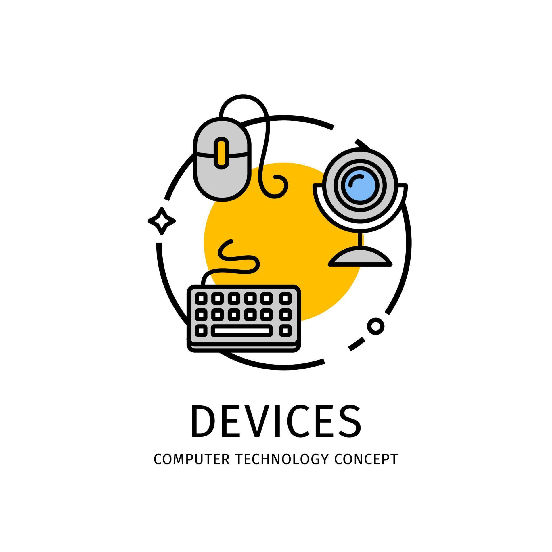 Computer Technology Thin Line Icon Concept. Vector 17082976 Vector Art ...