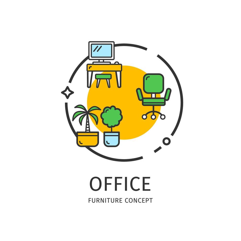 Furniture Thin Line Icon Office  Concept. Vector