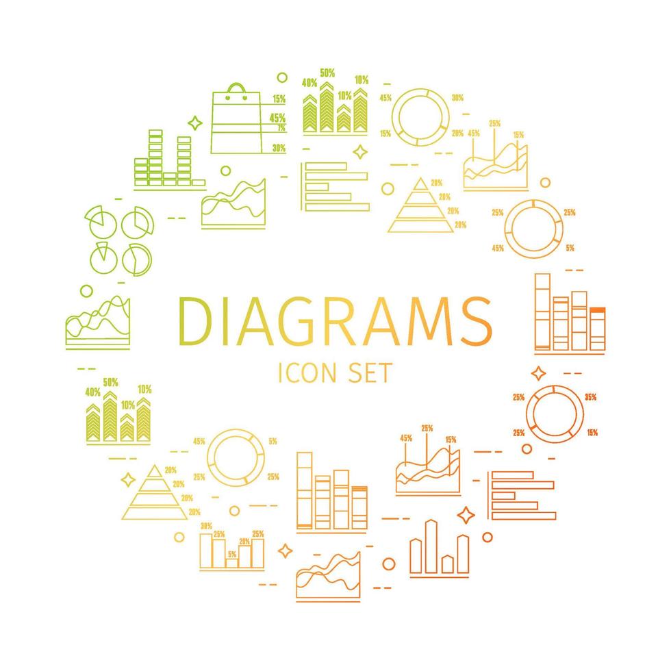 diagramas de plantilla de diseño redondo concepto de icono de línea delgada. vector