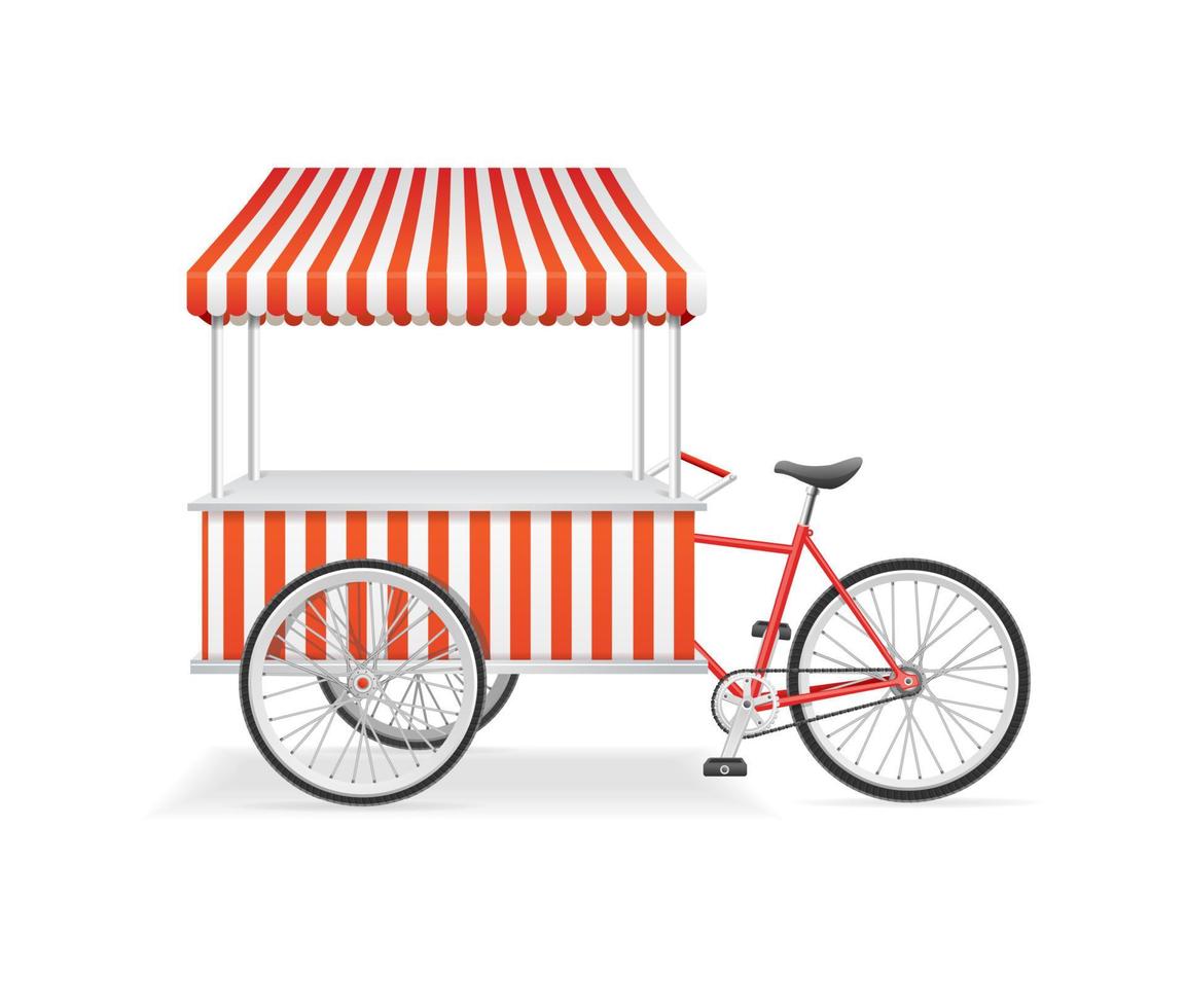 carrito de comida callejera en bicicleta 3d detallado y realista. vector