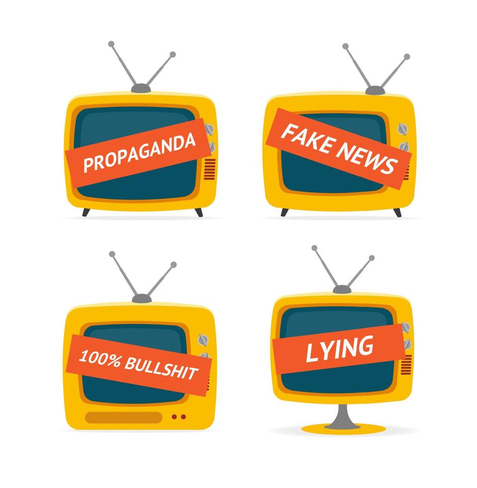 Cartoon Color Tv Propaganda Concept. Vector