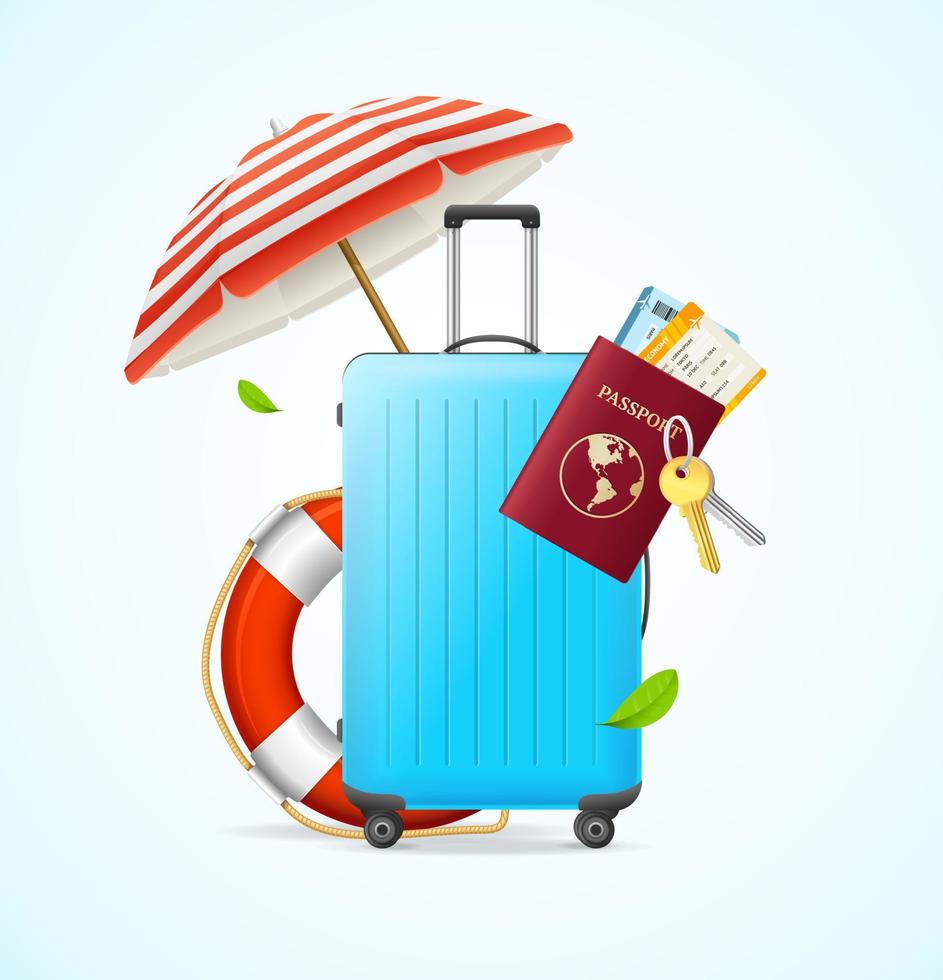 Realistic Detailed 3d Elements Summer Travel Concept. Vector