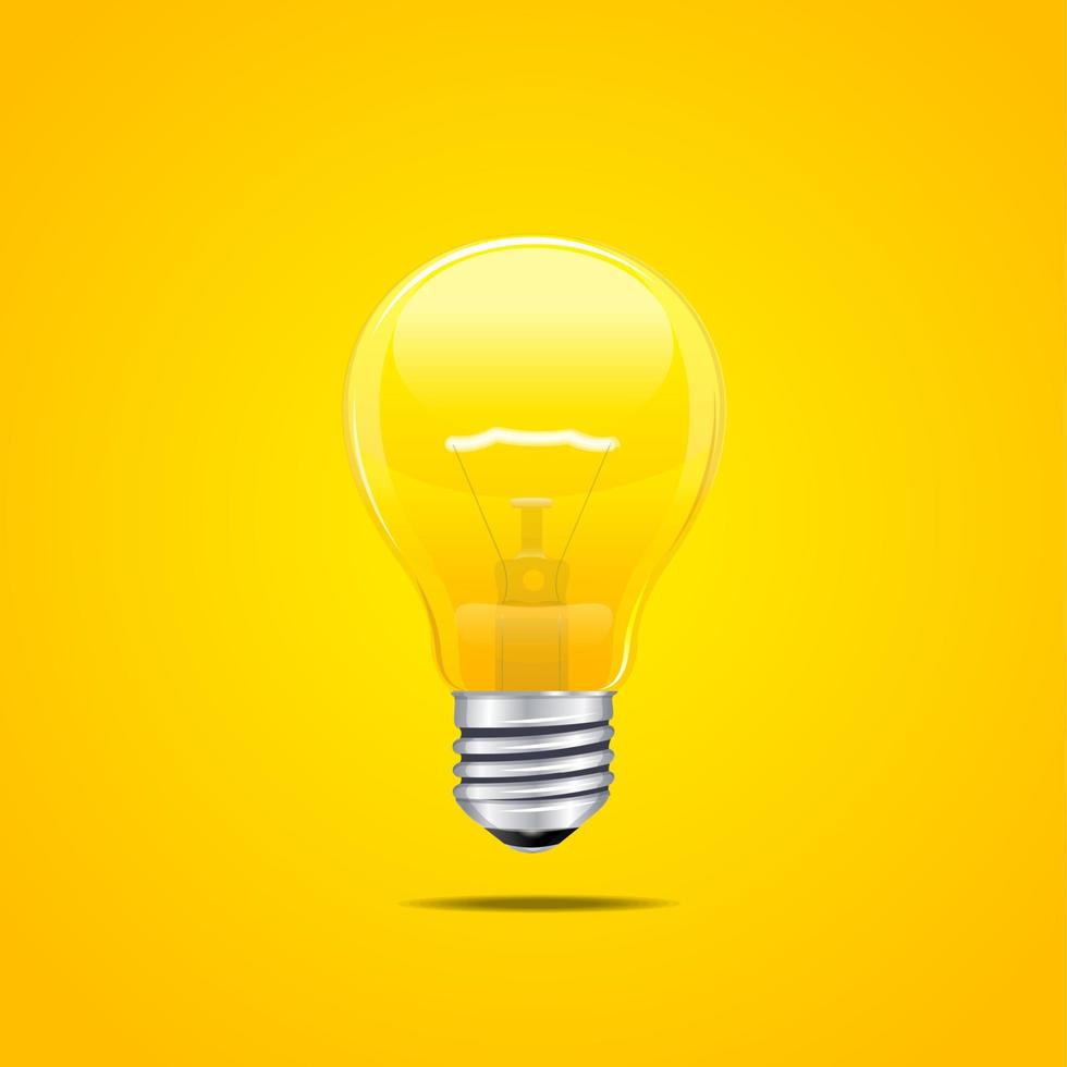 Realistic Detailed 3d Lightbulb Illuminated. Vector