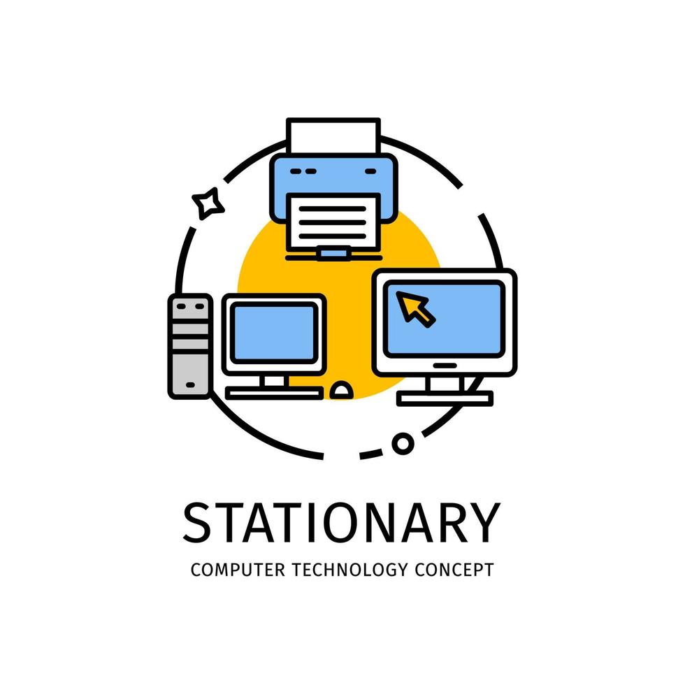 concepto de icono de línea delgada de tecnología informática. vector