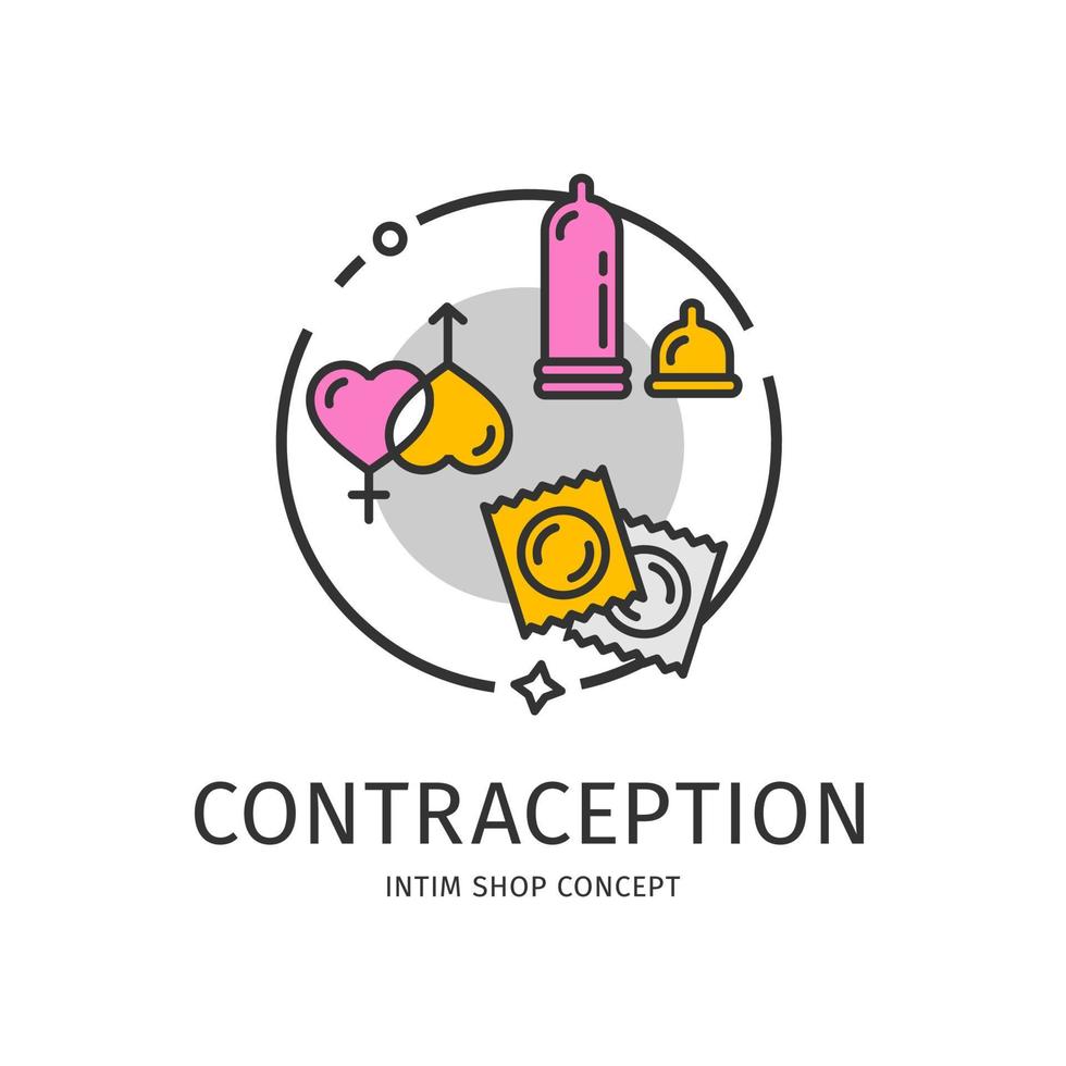 intim shop icono de línea delgada concepto de anticoncepción. vector