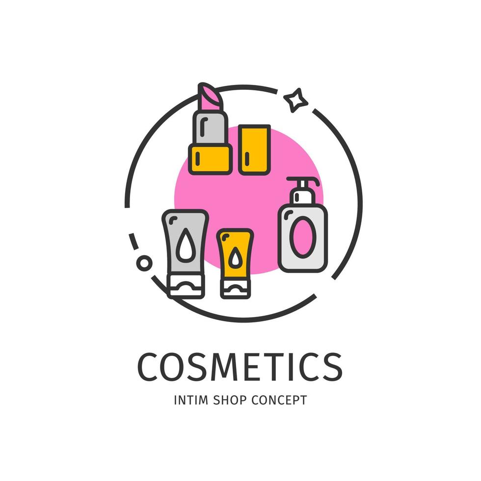 Intim Shop Thin Line Icon Cosmetics Concept. Vector