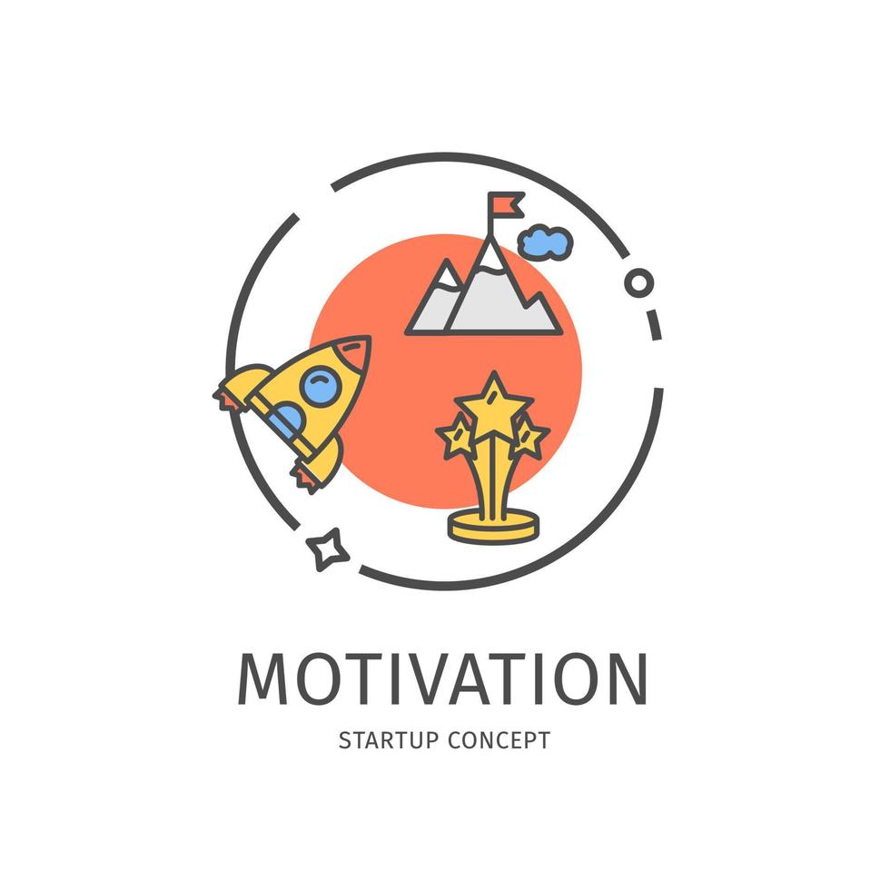 Startup Motivation Thin Line Icon Concept. Vector