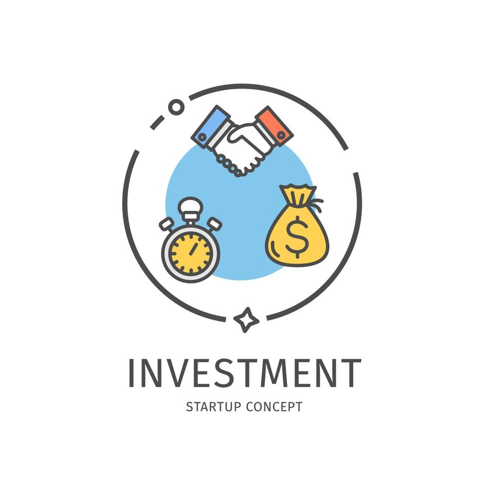 Startup Thin Line Icon Investment Concept. Vector