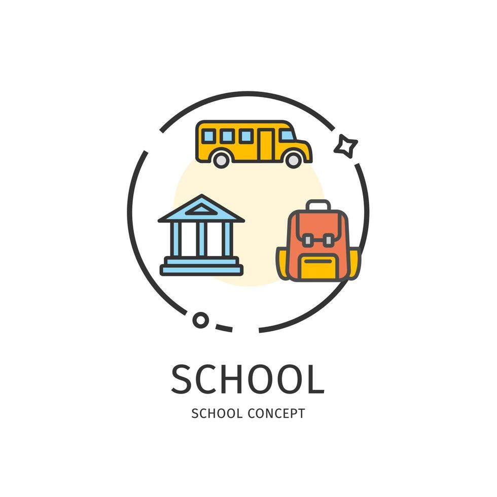 School Thin Line Icon Concept. Vector