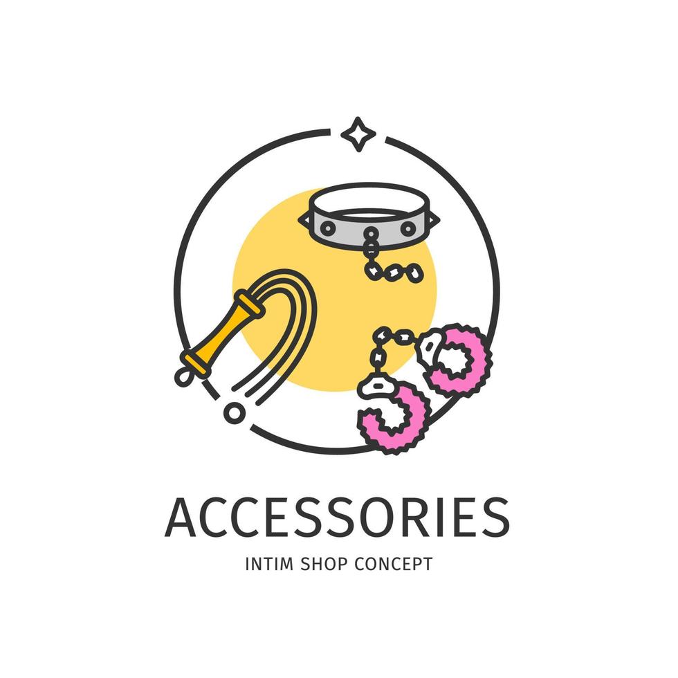 concepto de accesorios de placer de icono de línea delgada de tienda íntima. vector