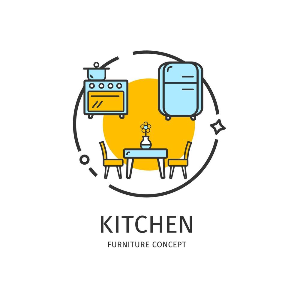Furniture Thin Line Icon Kitchen  Concept. Vector