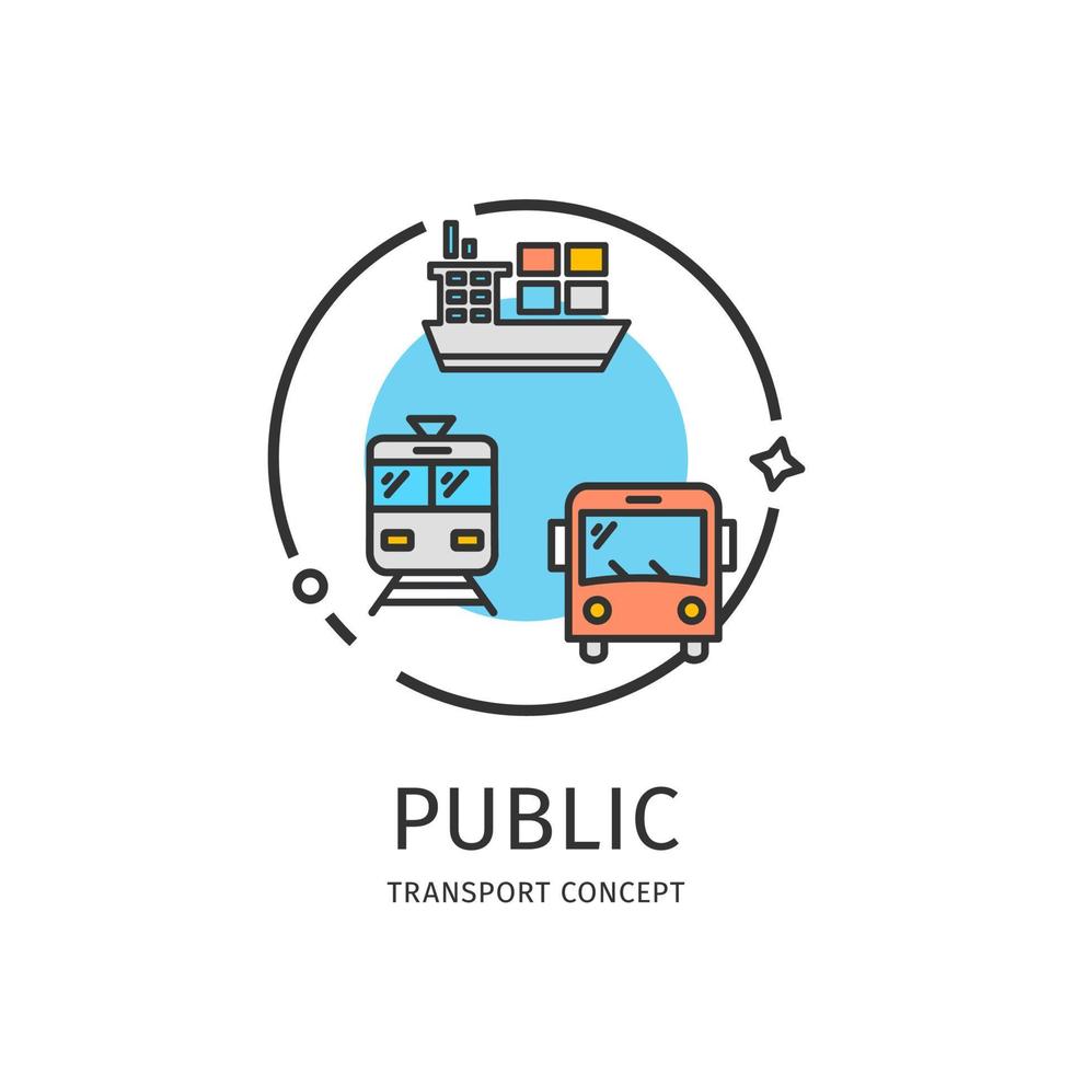 Transport Public Thin Line Icon Concept. Vector