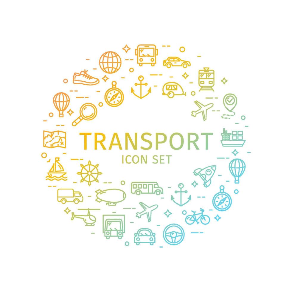 Transport Round Design Template Thin Line Icon Concept. Vector
