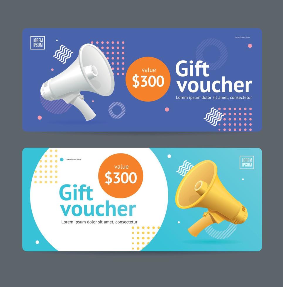 Gift Voucher Coupon Set with Realistic Detailed 3d Elements . Vector