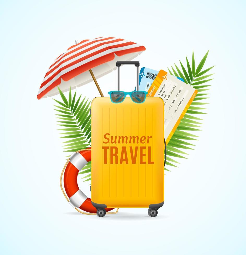 Realistic Detailed 3d Elements Summer Travel Concept. Vector