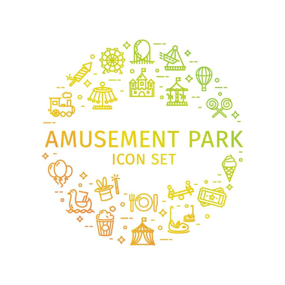 Amusement Park Round Design Template Thin Line Icon Concept. Vector