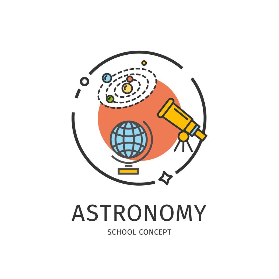 School Thin Line Icon Astronomy Concept. Vector
