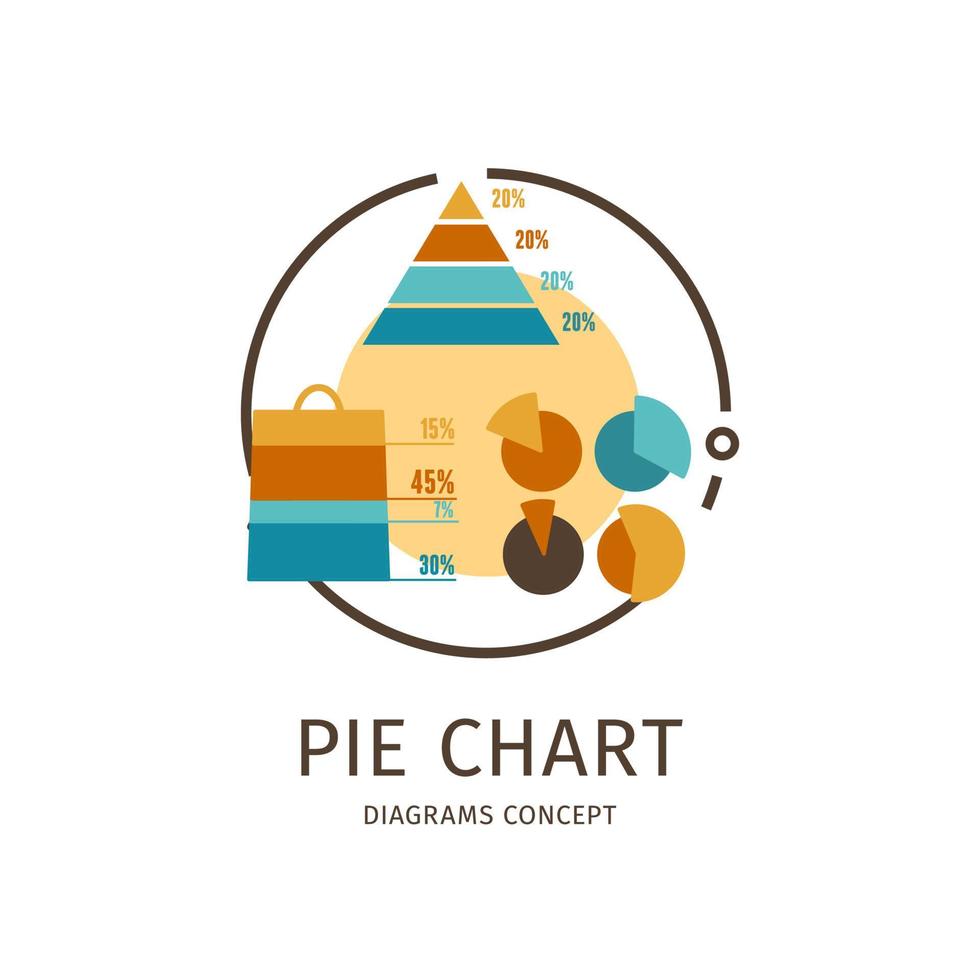 diagramas concepto de gráfico circular de icono de línea delgada. vector