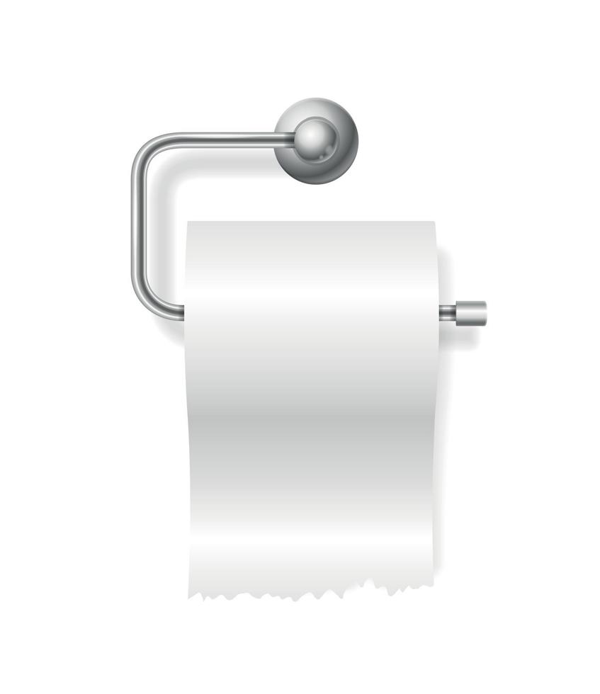 Realistic Detailed 3d Toilet Paper Roll on Holder . Vector