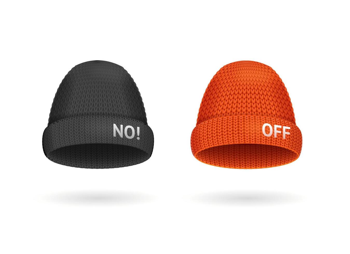 conjunto de sombreros de punto de diferentes colores 3d detallados y realistas. vector