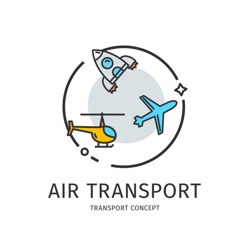 concepto de icono de línea delgada de aire de transporte. vector