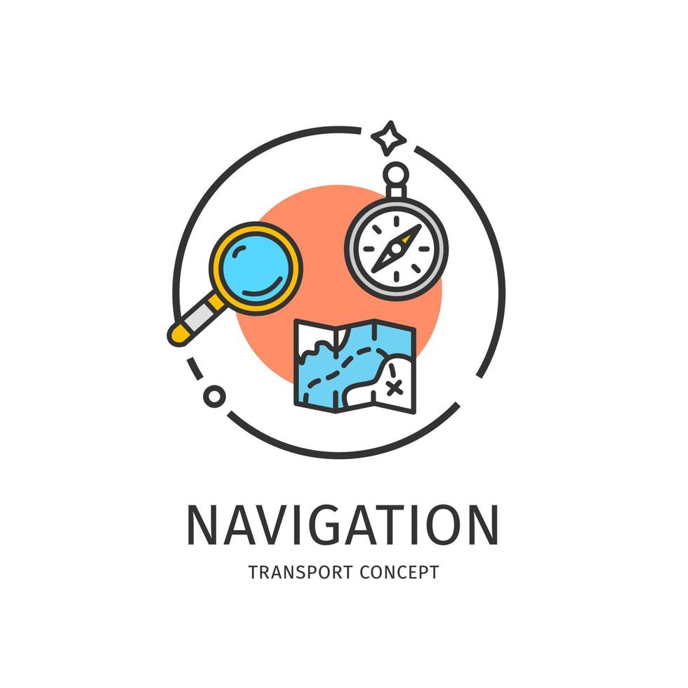 Transport Navigation Thin Line Icon Concept. Vector
