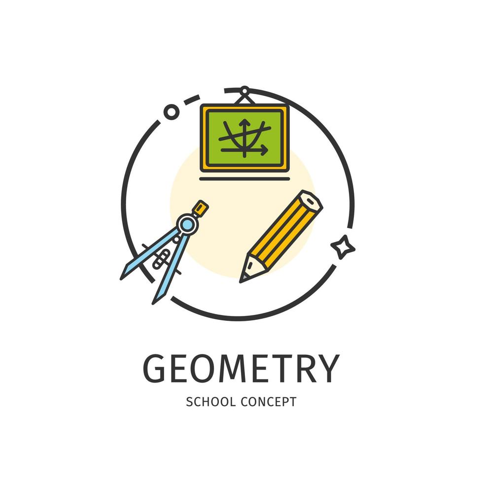 School Thin Line Icon Geometry Concept. Vector
