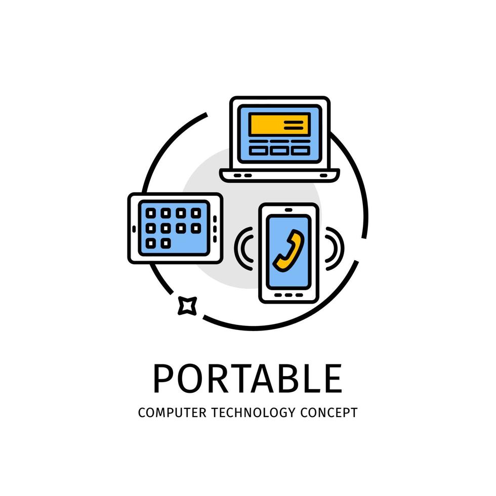 concepto de icono de línea delgada de tecnología informática. vector