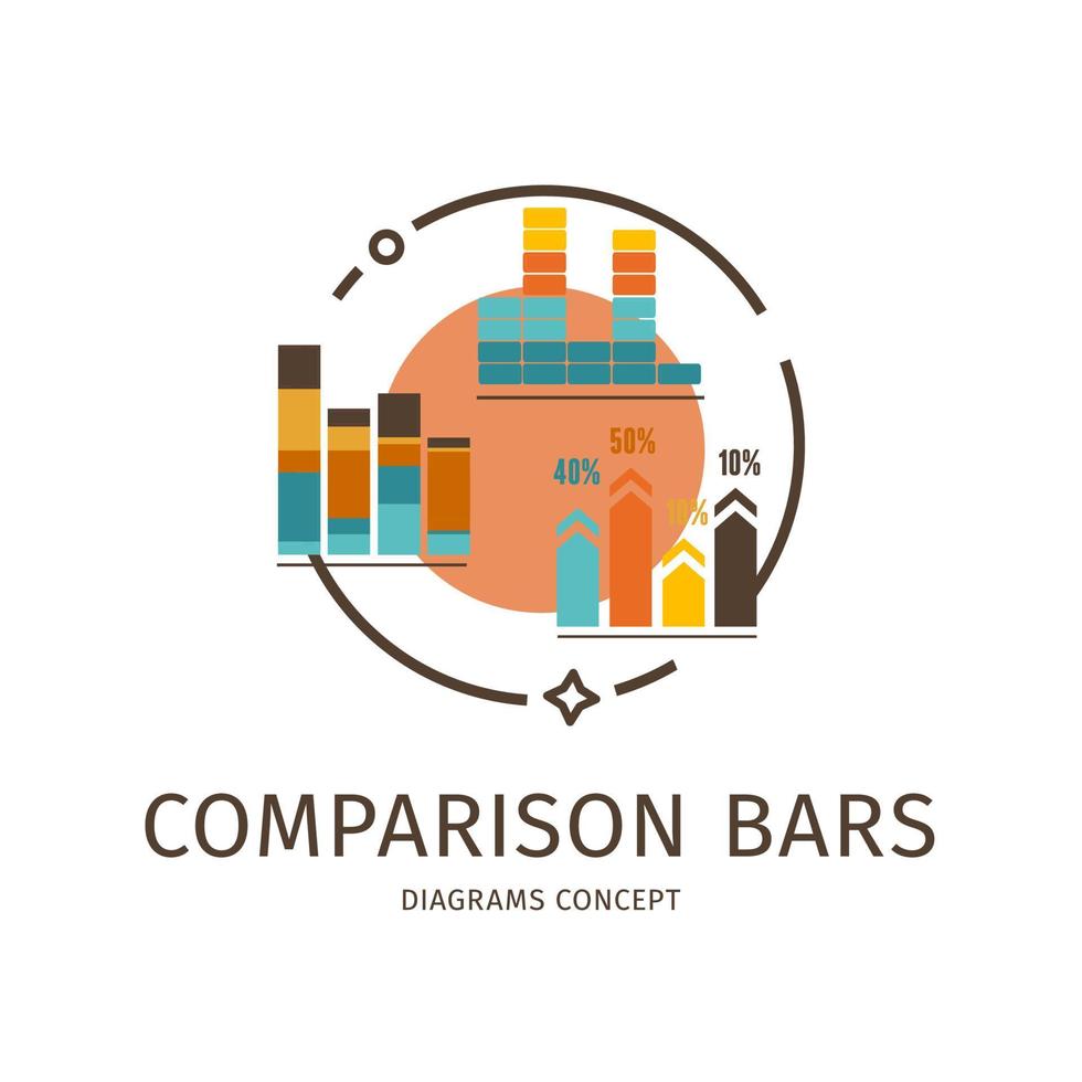 concepto de barras de comparación de iconos de línea delgada de diagramas. vector