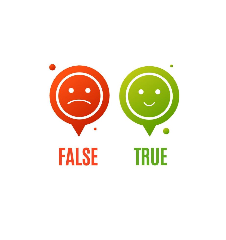 Pin Pointer True or False with Smile Set. Vector