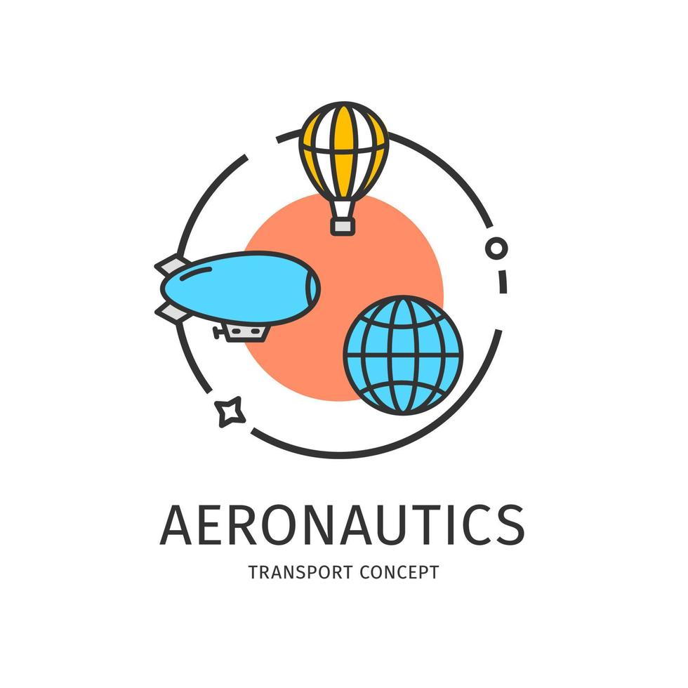 concepto de icono de línea delgada de aeronáutica de transporte. vector