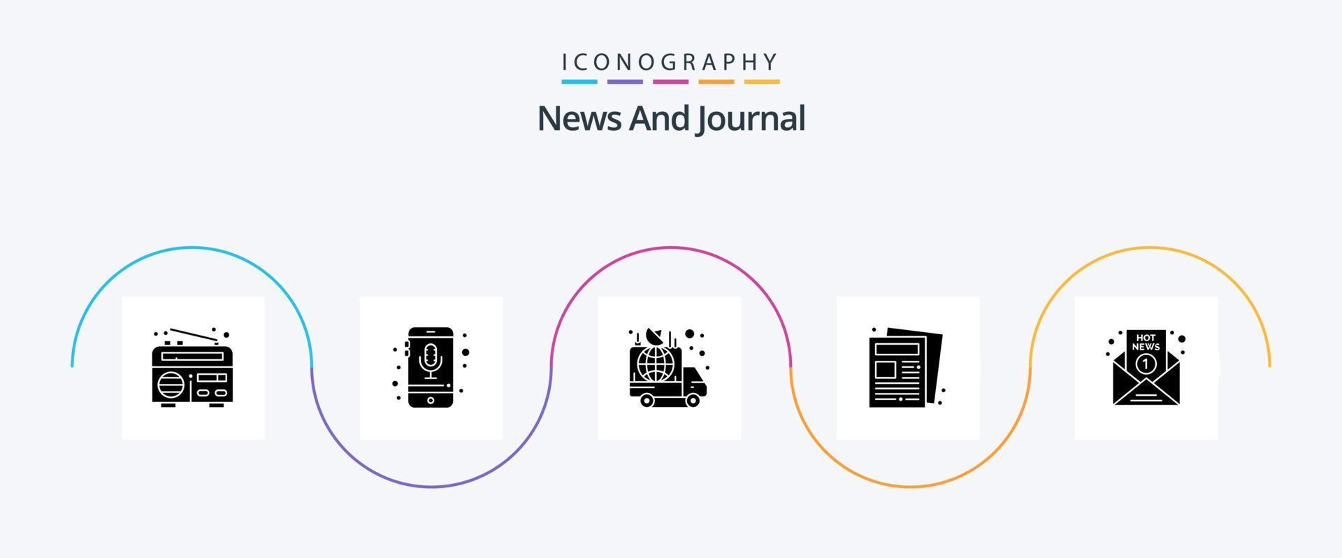 paquete de iconos de glifo 5 de noticias que incluye noticias de última hora. papel. anuncio. periódico. Noticias vector