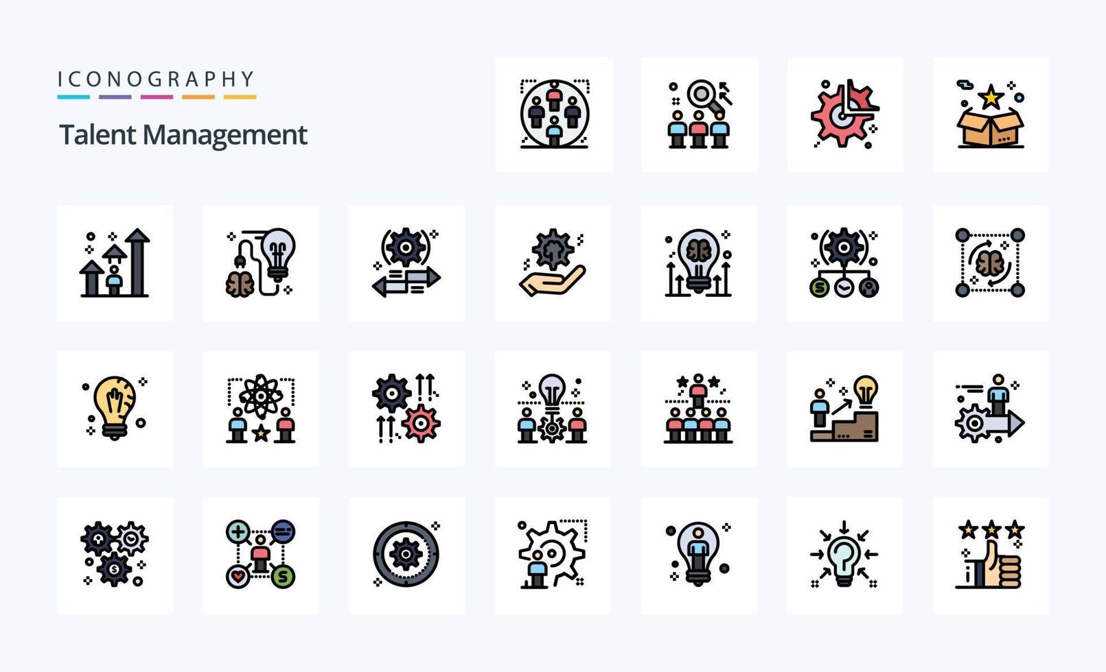 25 Talent Management Line Filled Style icon pack vector