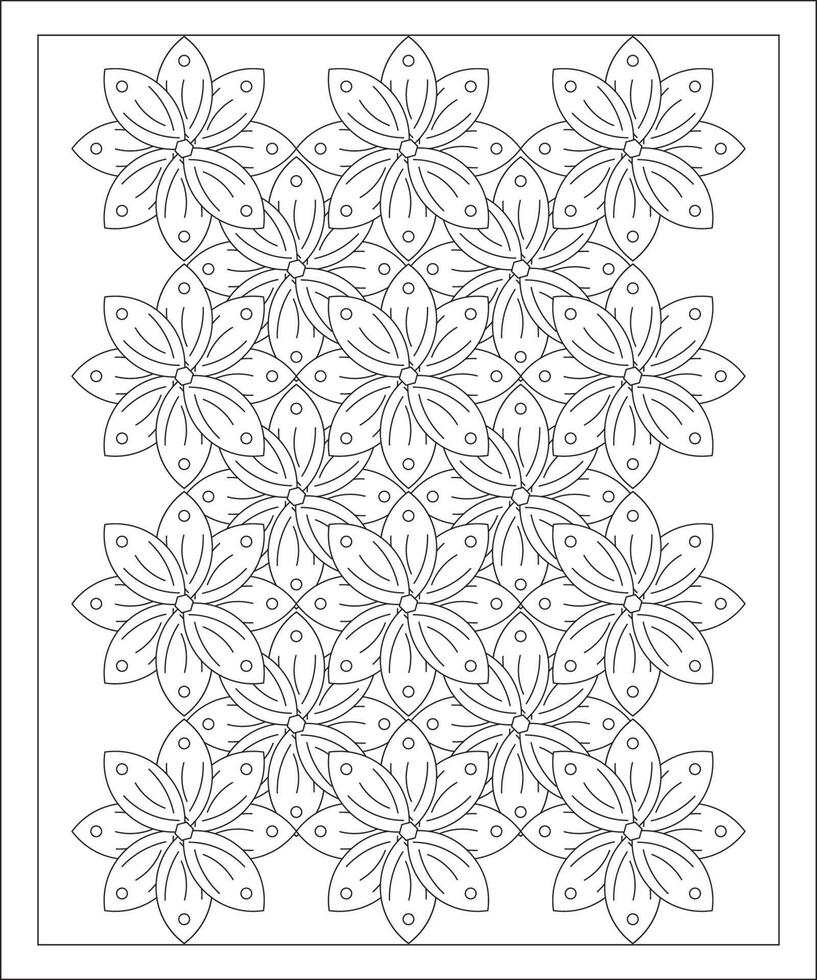 fondo floral con la página del libro para colorear flores mehndi vector