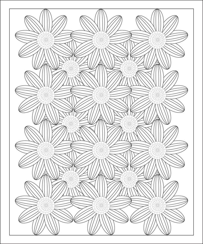 Floral Background with mehndi flower-Coloring Book Page vector