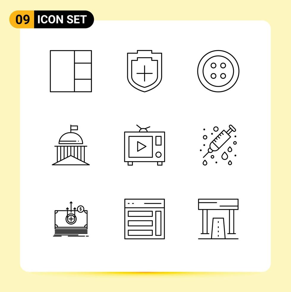 Modern Set of 9 Outlines and symbols such as care film tools tv ireland Editable Vector Design Elements