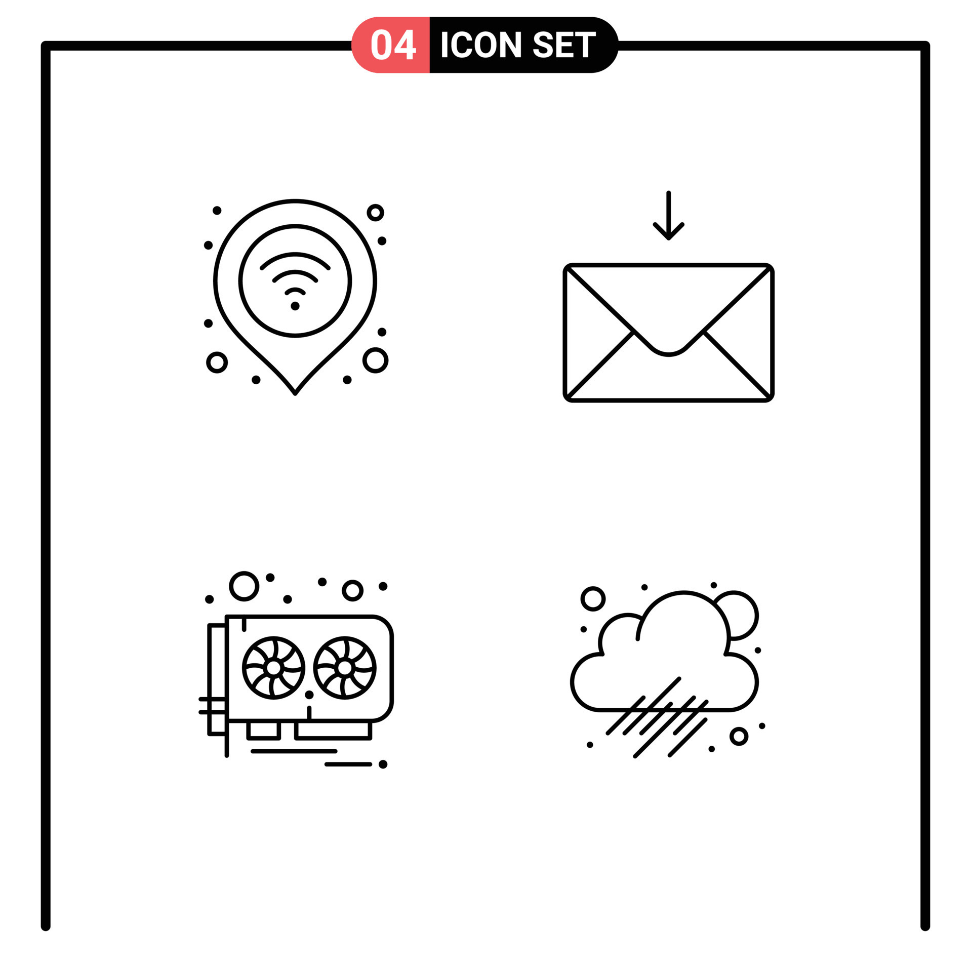 4 señales de línea universal símbolos de hardware de mensaje de señal tarjeta de video